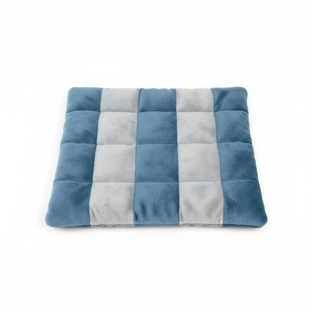 Soft weighted lap pad for kids in calming blue and gray fabric