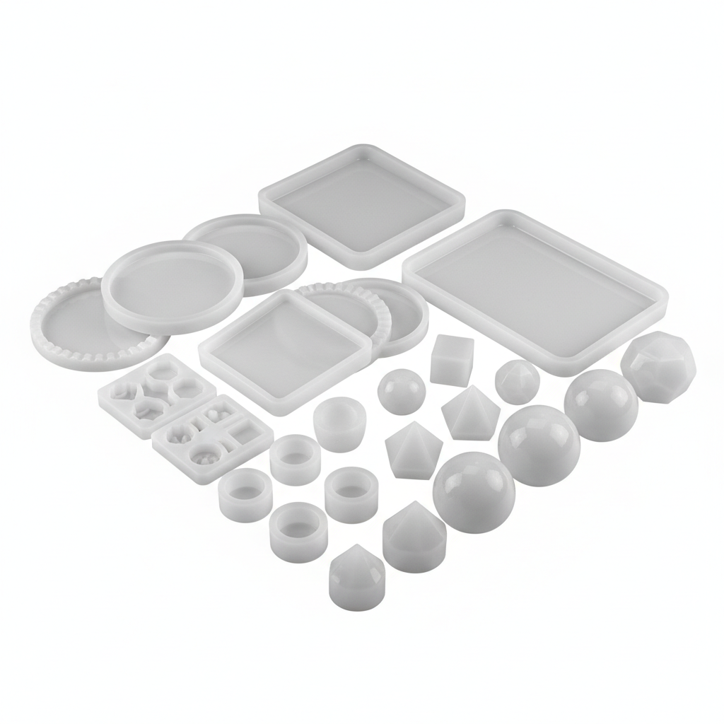 Silicone resin mold bundle with coaster, jewelry, and geometric molds